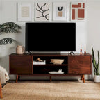 Meuble TV en bois massif de style Mid-Century Middlebrook de 70 po