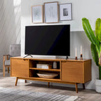 Meuble TV en bois massif de style Mid-Century Middlebrook de 70 po