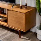 Meuble TV en bois massif de style Mid-Century Middlebrook de 70 po