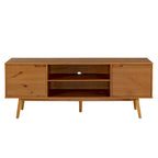 Meuble TV en bois massif de style Mid-Century Middlebrook de 70 po