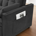 Canapé-lit gigogne Black 55.2 Velvet avec coussins décoratifs et poches latérales