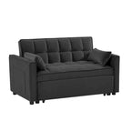 Canapé-lit gigogne Black 55.2 Velvet avec coussins décoratifs et poches latérales