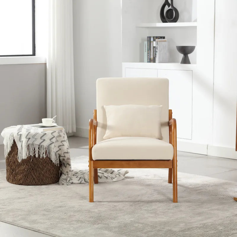 GDFStudio - Fauteuil d'appoint Olivia en velours avec structure en bois massif et coussin confortable