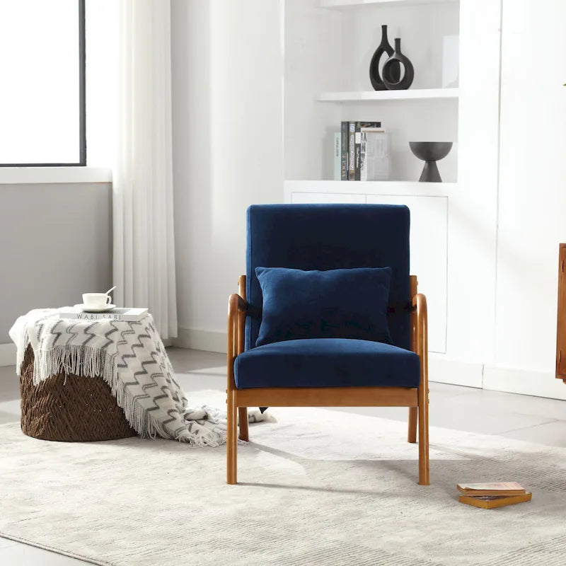 GDFStudio - Fauteuil d'appoint Olivia en velours avec structure en bois massif et coussin confortable