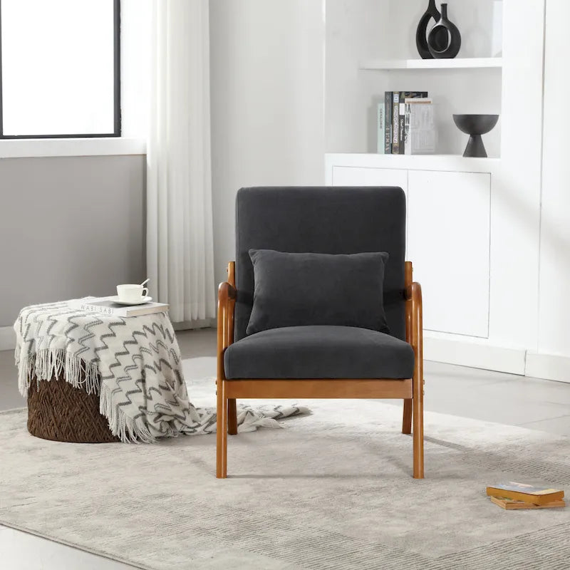 GDFStudio - Fauteuil d'appoint Olivia en velours avec structure en bois massif et coussin confortable