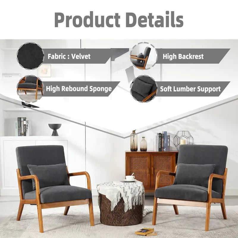 GDFStudio - Fauteuil d'appoint Olivia en velours avec structure en bois massif et coussin confortable