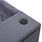 Cadre de lit de repos rembourré en velours avec ports de chargement USB et rangement