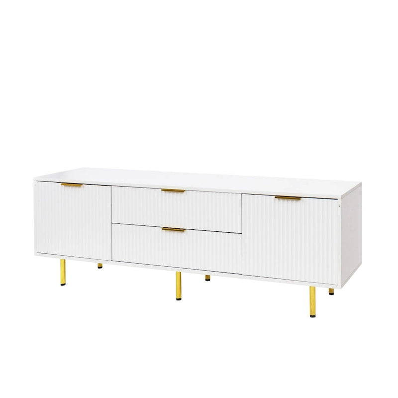 Meuble TV moderne blanc chaud, pour salon ou chambre à coucher