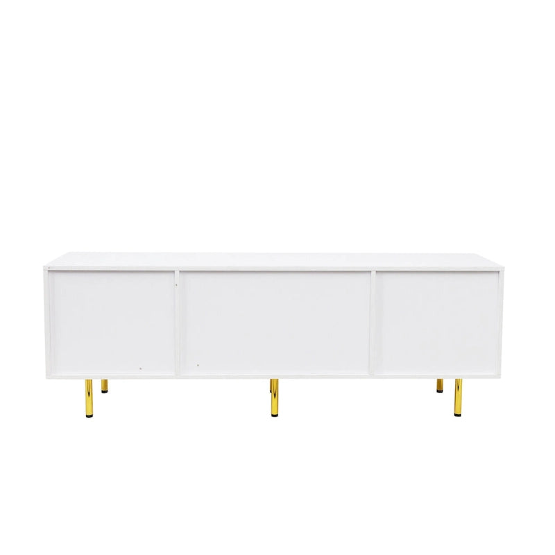 Meuble TV moderne blanc chaud, pour salon ou chambre à coucher