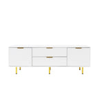 Meuble TV moderne blanc chaud, pour salon ou chambre à coucher