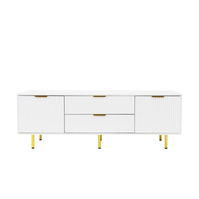 Meuble TV moderne blanc chaud, pour salon ou chambre à coucher