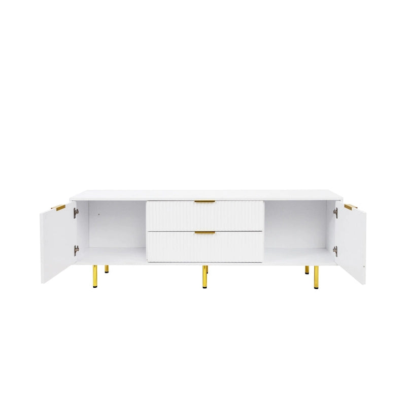 Meuble TV moderne blanc chaud, pour salon ou chambre à coucher