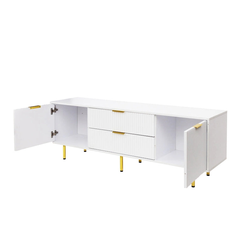 Meuble TV moderne blanc chaud, pour salon ou chambre à coucher