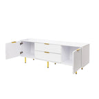 Meuble TV moderne blanc chaud, pour salon ou chambre à coucher