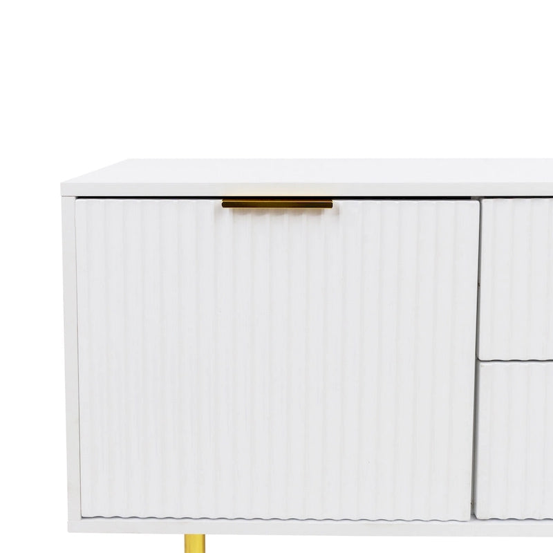 Meuble TV moderne blanc chaud, pour salon ou chambre à coucher