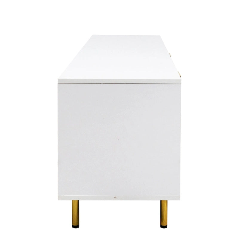 Meuble TV moderne blanc chaud, pour salon ou chambre à coucher
