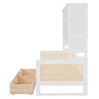 Lit de jour double avec tiroirs de rangement, armoire et étagère, construction en bois robuste