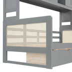 Lit de jour double avec tiroirs de rangement, armoire et étagère, construction en bois robuste