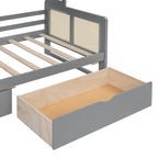 Lit de jour double avec tiroirs de rangement, armoire et étagère, construction en bois robuste