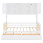 Lit de jour double avec tiroirs de rangement, armoire et étagère, construction en bois robuste