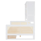 Lit de jour double avec tiroirs de rangement, armoire et étagère, construction en bois robuste