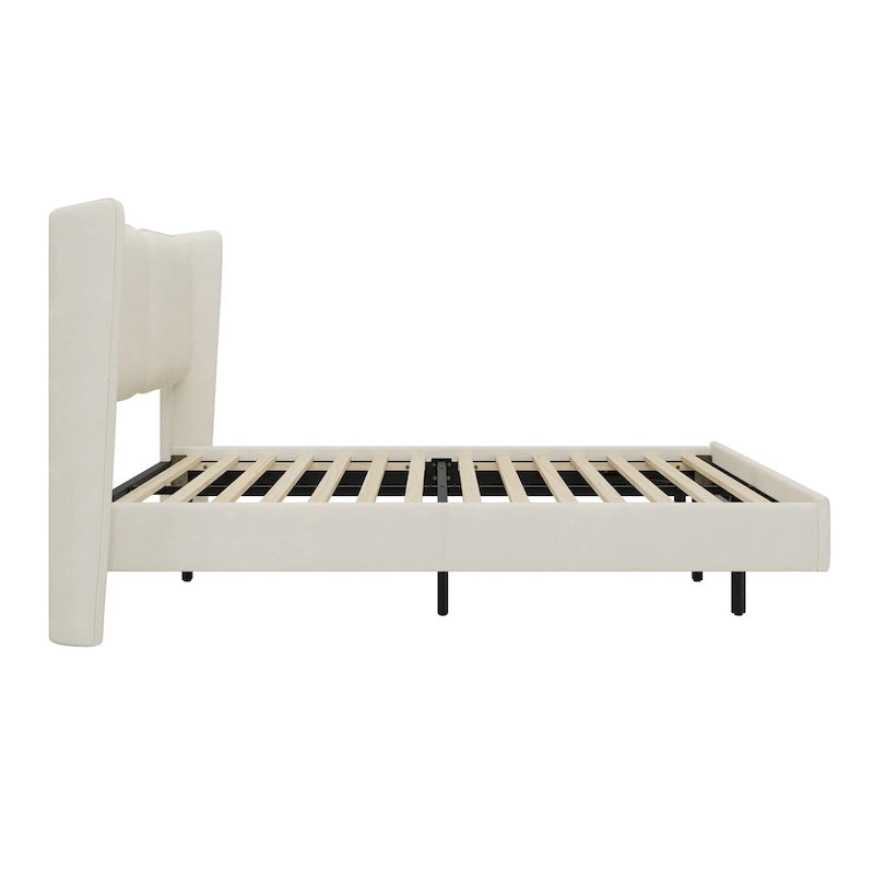 Lit plateforme flottant Queen Velvet avec lumières LED et 6 rangements