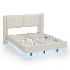 Lit plateforme flottant Queen Velvet avec lumières LED et 6 rangements