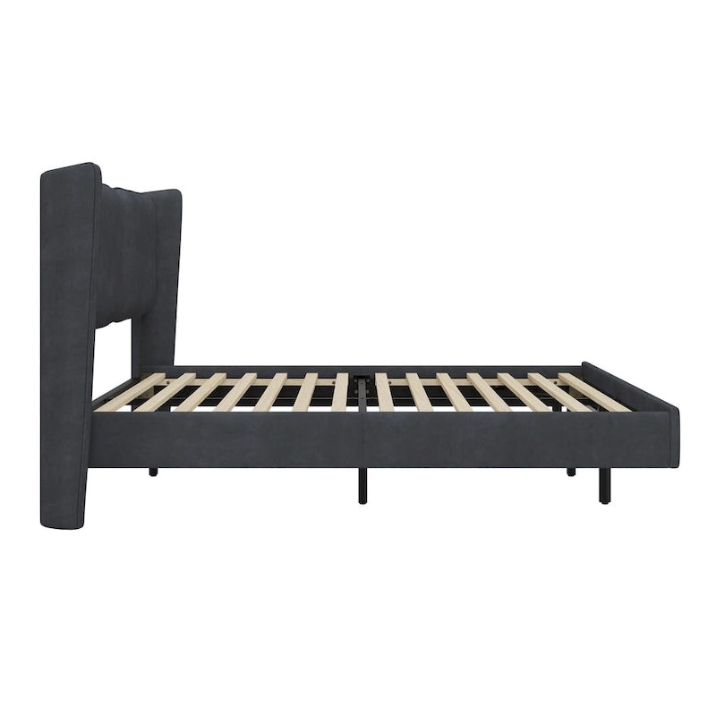 Lit plateforme flottant Queen Velvet avec lumières LED et 6 rangements