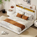 Velvet Upholstered Platform Bed Frame with Storage Headboard and Nailhead Trim Wingback