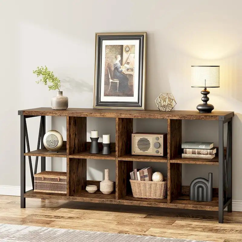 8 bibliothèques de rangement en cube, bibliothèque horizontale à 3 niveaux en métal