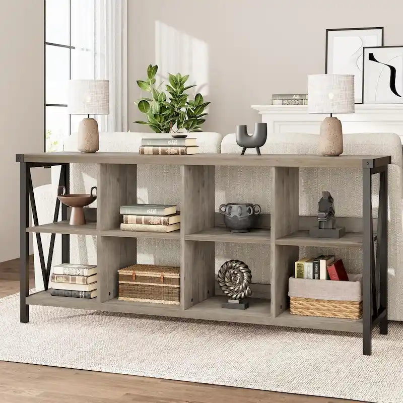 8 bibliothèques de rangement en cube, bibliothèque horizontale à 3 niveaux en métal