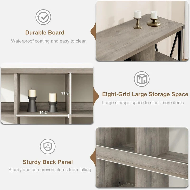 8 bibliothèques de rangement en cube, bibliothèque horizontale à 3 niveaux en métal