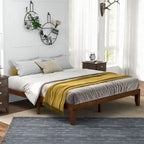 Costway Cadre de Lit King Size 14 Sommier à Lattes en Bois