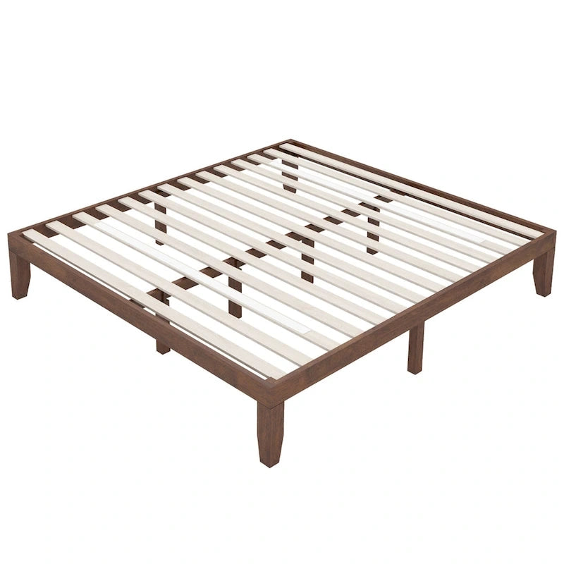 Costway Cadre de Lit King Size 14 Sommier à Lattes en Bois