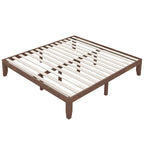 Costway Cadre de Lit King Size 14 Sommier à Lattes en Bois