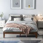 Costway Cadre de Lit King Size 14 Sommier à Lattes en Bois