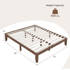 Costway Cadre de Lit King Size 14 Sommier à Lattes en Bois