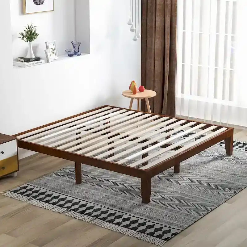 Costway Cadre de Lit King Size 14 Sommier à Lattes en Bois