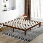 Costway Cadre de Lit King Size 14 Sommier à Lattes en Bois