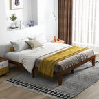 Costway Cadre de Lit King Size 14 Sommier à Lattes en Bois