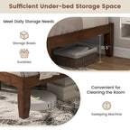 Costway Cadre de Lit King Size 14 Sommier à Lattes en Bois