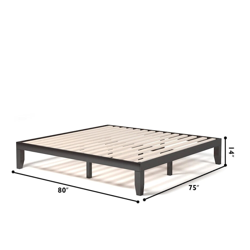 Costway Cadre de Lit King Size 14 Sommier à Lattes en Bois