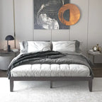 Costway Cadre de Lit King Size 14 Sommier à Lattes en Bois