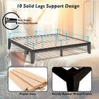 Costway Cadre de Lit King Size 14 Sommier à Lattes en Bois