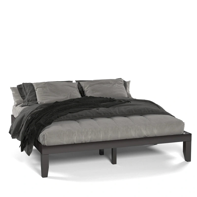 Costway Cadre de Lit King Size 14 Sommier à Lattes en Bois