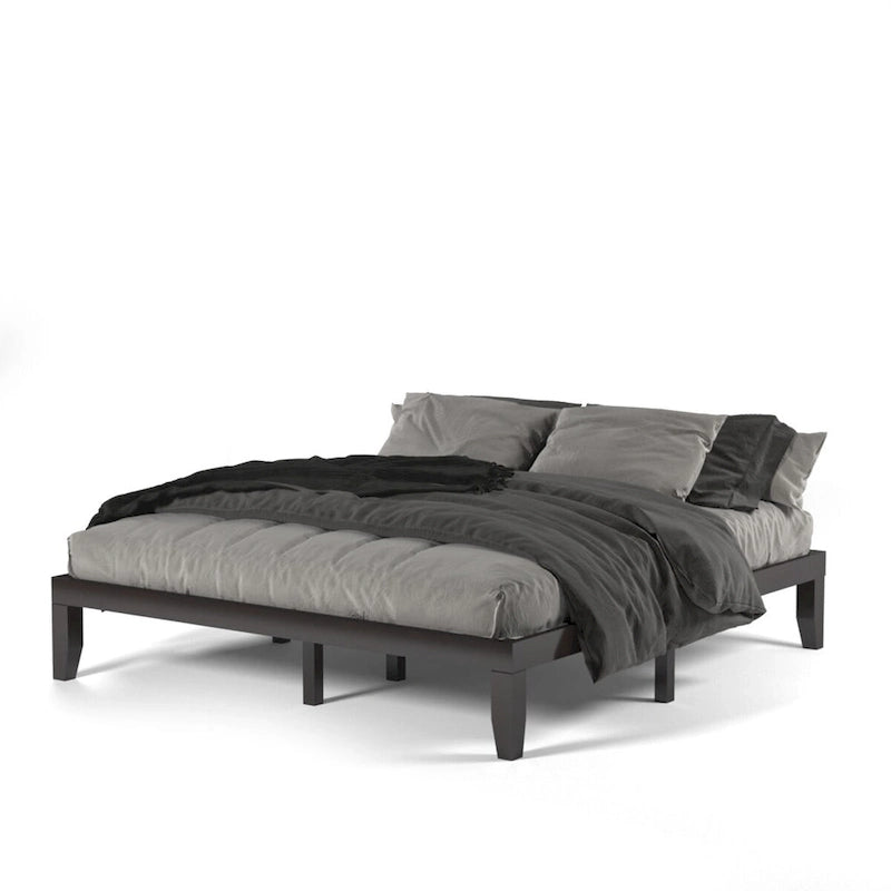 Costway Cadre de Lit King Size 14 Sommier à Lattes en Bois