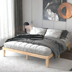 Costway Cadre de Lit King Size 14 Sommier à Lattes en Bois