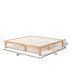 Costway Cadre de Lit King Size 14 Sommier à Lattes en Bois