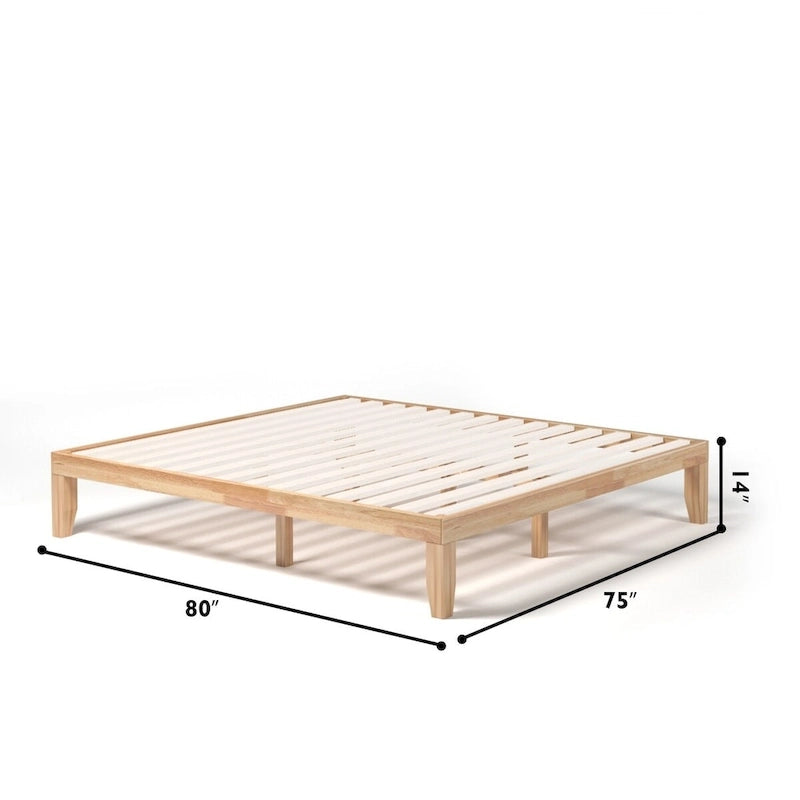 Costway Cadre de Lit King Size 14 Sommier à Lattes en Bois