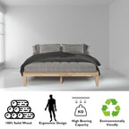 Costway Cadre de Lit King Size 14 Sommier à Lattes en Bois